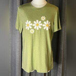 Green T-Shirt with Daisy Print